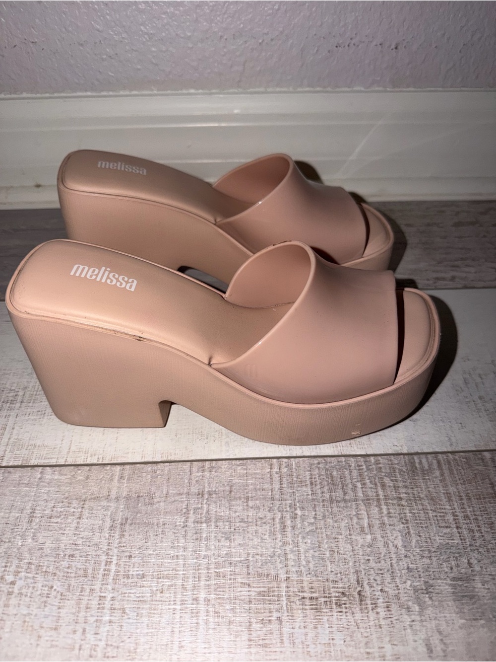 Melissa Blush Pink Platform Slide Heels 6
